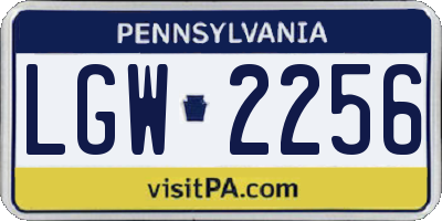 PA license plate LGW2256