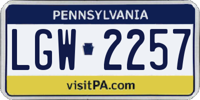 PA license plate LGW2257