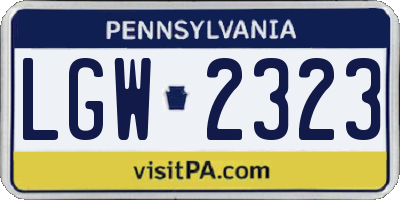PA license plate LGW2323
