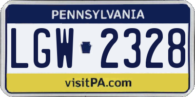 PA license plate LGW2328