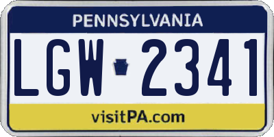PA license plate LGW2341