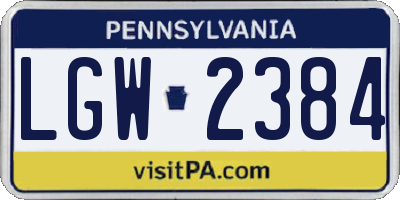 PA license plate LGW2384