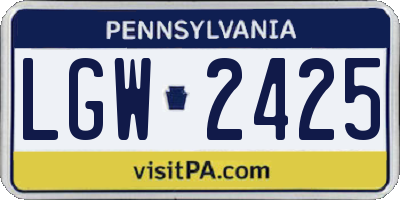 PA license plate LGW2425