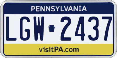 PA license plate LGW2437