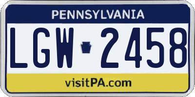 PA license plate LGW2458