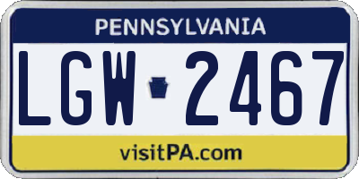 PA license plate LGW2467