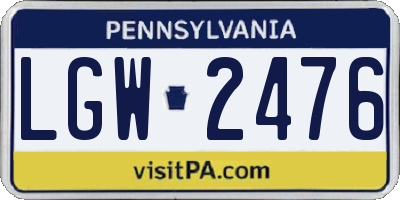 PA license plate LGW2476