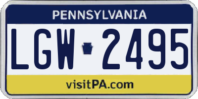 PA license plate LGW2495