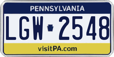 PA license plate LGW2548