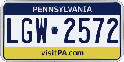PA license plate LGW2572