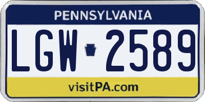 PA license plate LGW2589