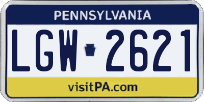 PA license plate LGW2621