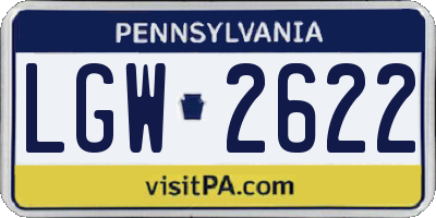 PA license plate LGW2622