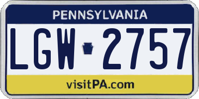 PA license plate LGW2757