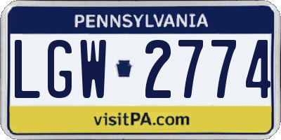 PA license plate LGW2774