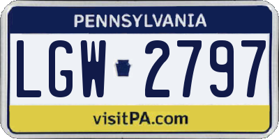 PA license plate LGW2797