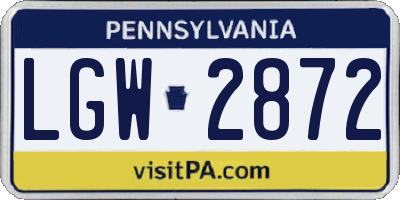 PA license plate LGW2872