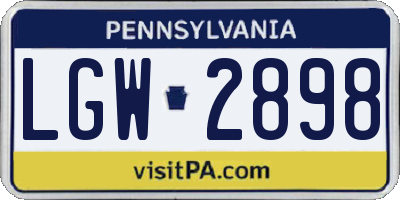 PA license plate LGW2898