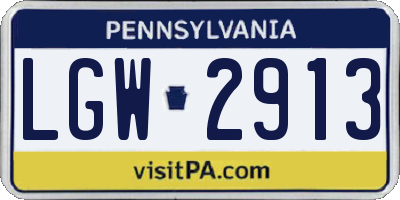 PA license plate LGW2913