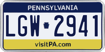 PA license plate LGW2941