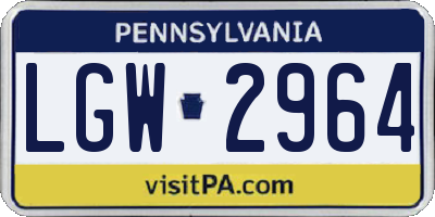 PA license plate LGW2964