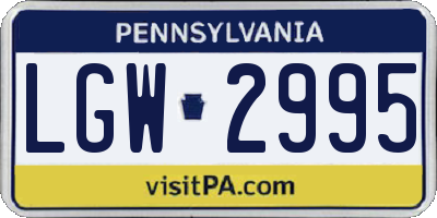 PA license plate LGW2995