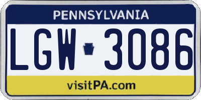 PA license plate LGW3086