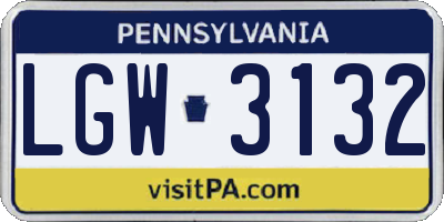 PA license plate LGW3132