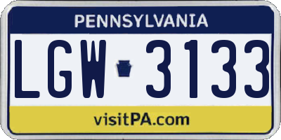 PA license plate LGW3133