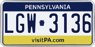 PA license plate LGW3136
