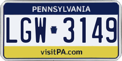 PA license plate LGW3149
