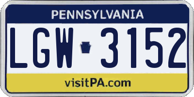 PA license plate LGW3152