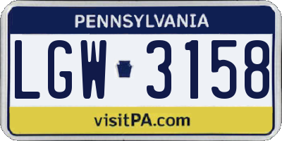 PA license plate LGW3158