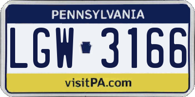 PA license plate LGW3166