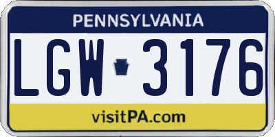 PA license plate LGW3176