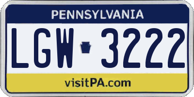 PA license plate LGW3222