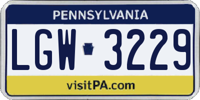 PA license plate LGW3229