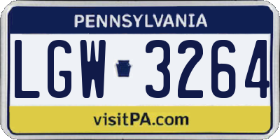 PA license plate LGW3264