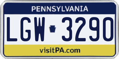 PA license plate LGW3290