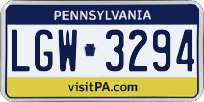PA license plate LGW3294
