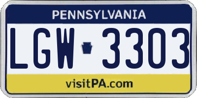 PA license plate LGW3303
