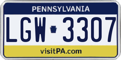 PA license plate LGW3307