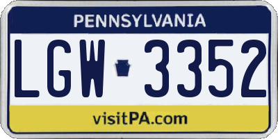 PA license plate LGW3352