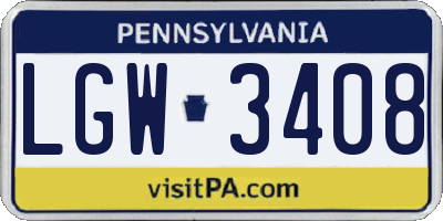 PA license plate LGW3408