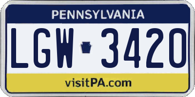 PA license plate LGW3420