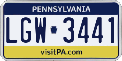 PA license plate LGW3441