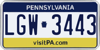 PA license plate LGW3443