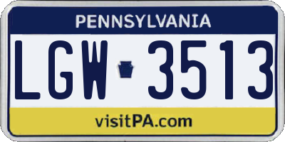 PA license plate LGW3513