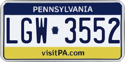PA license plate LGW3552