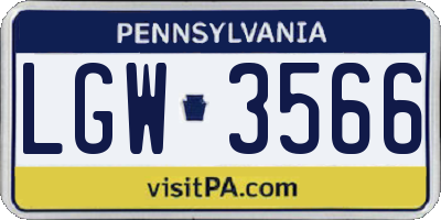 PA license plate LGW3566